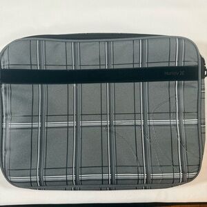 Hurley Gray and Black Plaid Laptop Bag
